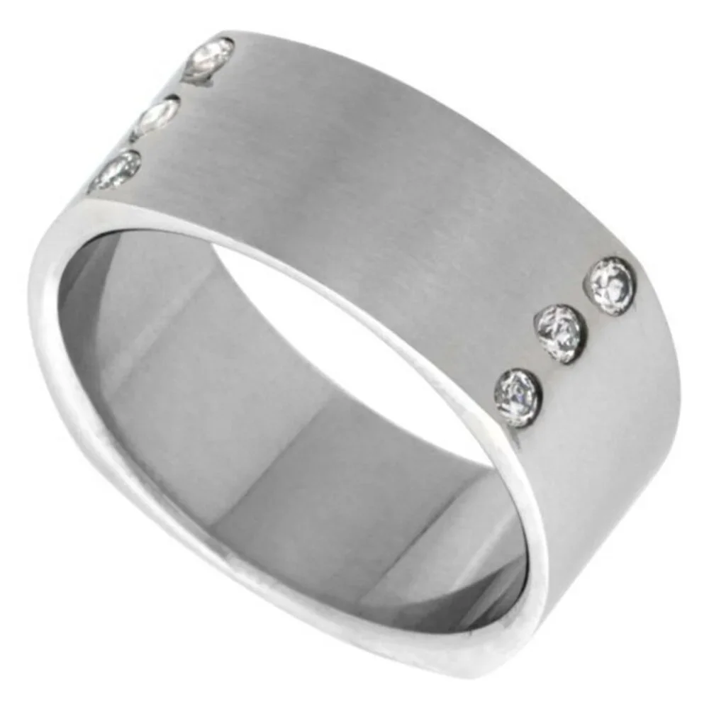 Surgical Stainless Steel 9mm CZ  Wedding Band